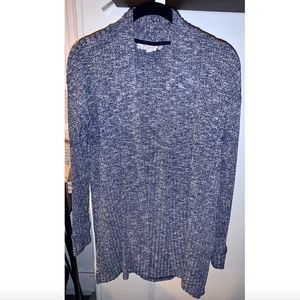 Grey Marled Ribbed Open Style Sweater